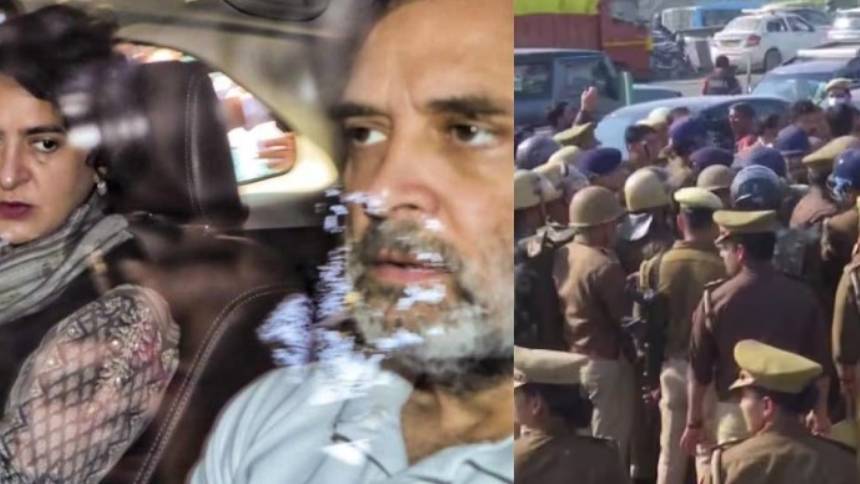 സംഭൽ സന്ദർശിക്കാനെത്തിയ രാഹുലിനെയും പ്രിയങ്കയെയും തടഞ്ഞ് യുപി പൊലീസ്