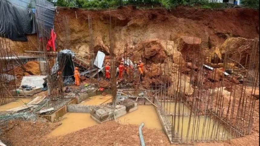കോഴിക്കോട് കെട്ടിടനിർമാണത്തിനിടെ മണ്ണിടിഞ്ഞുവീണ് അപകടം; കുടുങ്ങിക്കിടക്കുന്നയാളെ രക്ഷപ്പെടുത്താൻ ശ്രമം